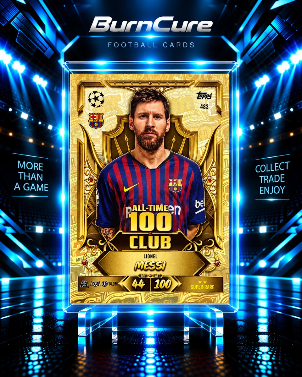 Lionel Messi Barcelona karta kolekcjonerska Topps All-Time 100 Club Super Rare