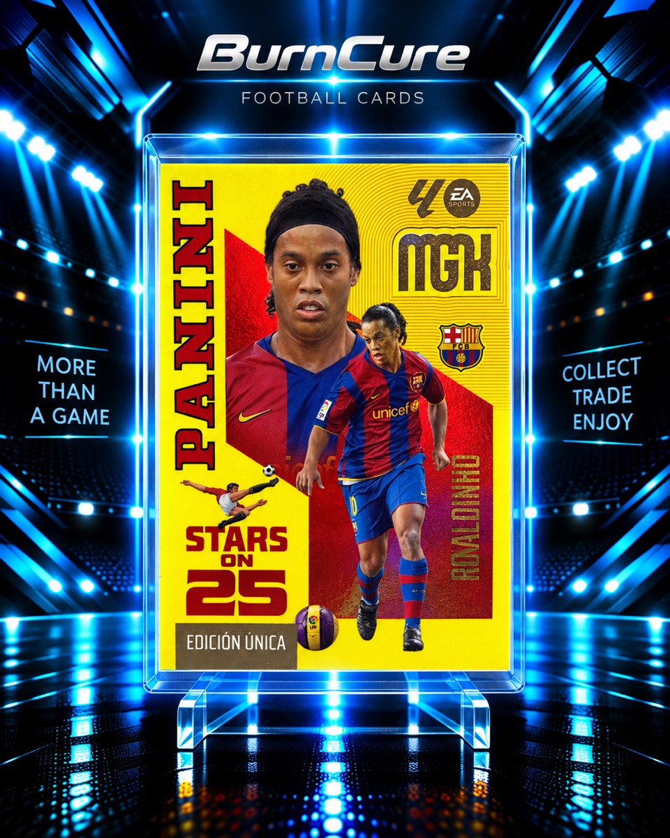 Ronaldinho Barcelona karta kolekcjonerska Panini MGK Megacracks La Liga Stars on 25 Limited Edition