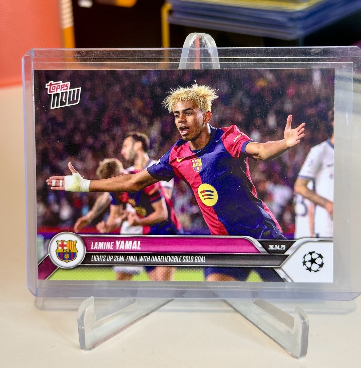 Topps NOW Lamine Yamal trading card, UEFA Champions League, card number 148
