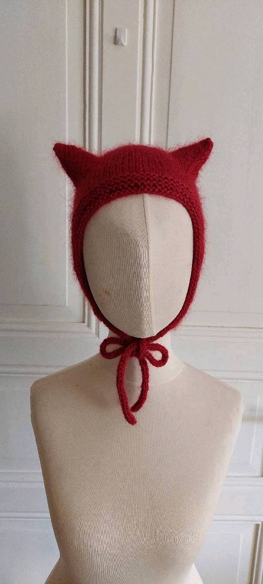 bonnet czapka z uszami kot devil rogi wiazana balaclava anime