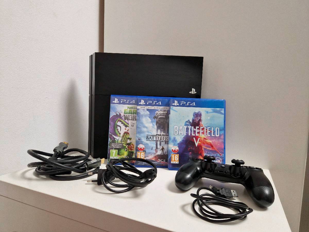 PS4 dysk SSD 1TB Crucial MX500 + 3 gry + kontroler DualSchock 4 + kable
