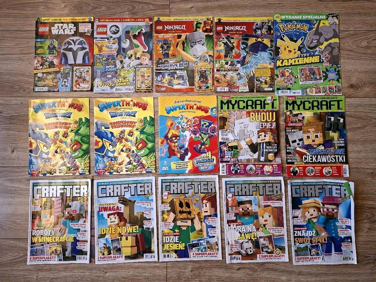 Zestaw 14 gazetek dla dzieci / młodzieży Minecraft, LEGO, Pokémon, SuperThings