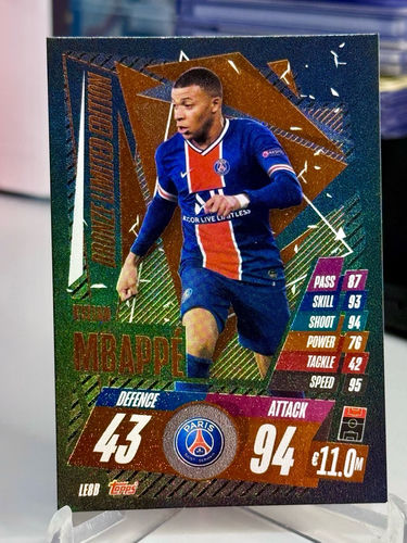 Topps Match Attax trading card, Kylian Mbappé, Paris Saint-Germain, LE8B