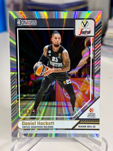 Daniel Hackett Virtus Segafredo Bologna numbered 063/149 basketball card Panini Donruss Holo Laser