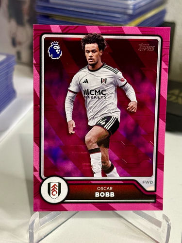 Topps Premier League trading card, Oscar Bobb, 2026/27, card 143, pink