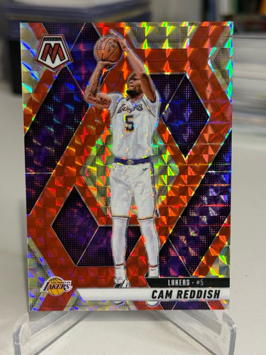 Cam Reddish Los Angeles Lakers basketball trading card from the 2024-25 Panini Mosaic collection. This serial-numbered parallel is stamped 68/75 on the back.