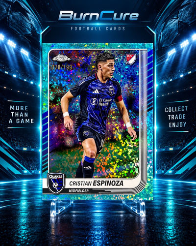 Cristian Espinoza San Jose Earthquakes numbered 078/199 trading card Topps Chrome MLS Aqua Mini-Diamond Refractor
