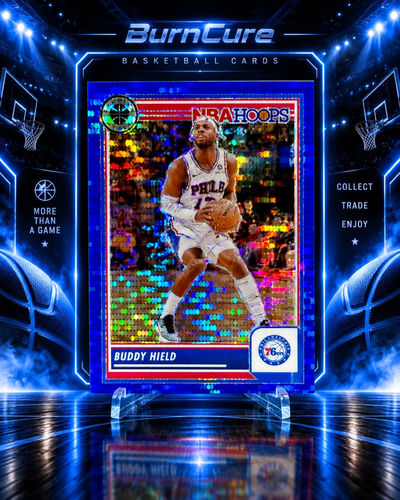 Buddy Hield Philadelphia 76-ers numerowana 65/75 karta NBA Panini Hoops Premium Stock Blue Pulsar Prizm