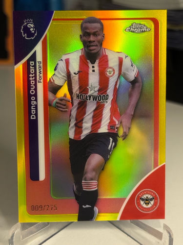 Dongo Ouattara Brentford numerowana 009/275 karta kolekcjonerska Topps Chrome Premier League Yellow Refractor