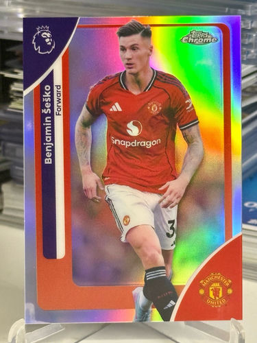 Benjamin Šeško Topps Chrome Refractor trading card, Manchester United 2026