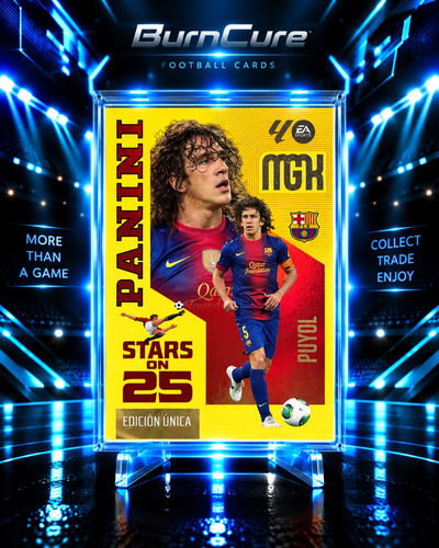 Carles Puyol Barcelona karta kolekcjonerska Panini MGK Megacracks La Liga Stars on 25 Limited Edition
