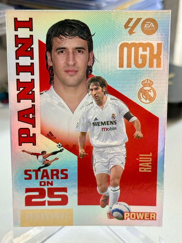 Raul Real Madrid trading card Panini MGK Megacracks La Liga Stars on 25 Limited Edition