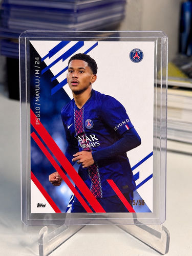 Topps PSG Senny Mayulu trading card, numbered 15/50