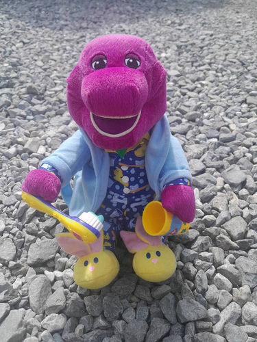 retro figurka pluszak barney brush your teeth 2003
