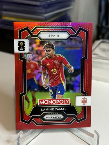 Panini Prizm Monopoly football trading card featuring Spain's Lamine Yamal