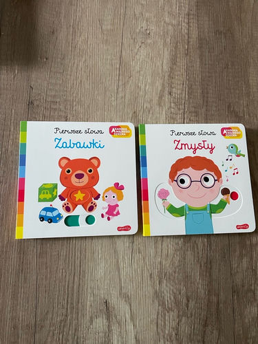 2 książeczki ruchome elementy obrazki zmysły pojazdy akademia mądrego dziecka dla maluchów 