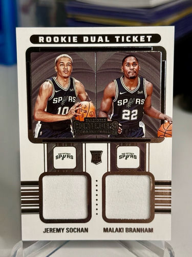 Jeremy Sochan Malaki Branham San Antonio Spurs karta NBA z koszulka Panini Contenders Rookie Dual Ticket