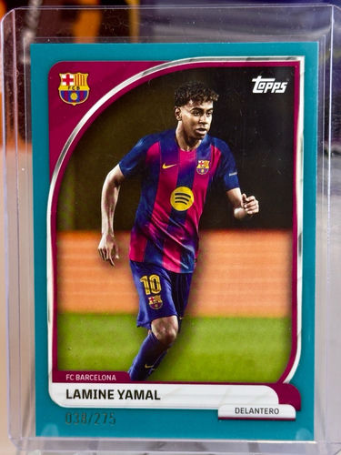 Topps FC Barcelona Lamine Yamal trading card, serial numbered 038/275