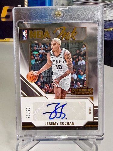 Jeremy Sochan San Antonio Spurs Baylor numerowana 05/25 karta NBA Ink z autografem Panini Contenders Magnetic Holder
