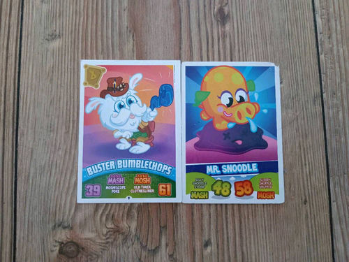Moshi Monsters Mash Up zestaw kart kolekcjonerskich Mr Snoodle + Buster Bumblechops