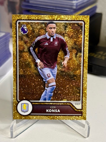 Topps Premier League trading card, Ezri Konsa, Aston Villa, gold parallel