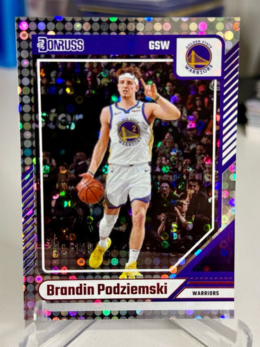 Brandin Podziemski Golden State Warriors numbered 128/149 NBA card Panini Donruss Holo Disco
