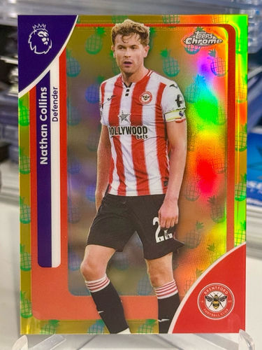 Nathan Collins Brentford karta kolekcjonerska Topps Chrome Premier Pineapple Refractor