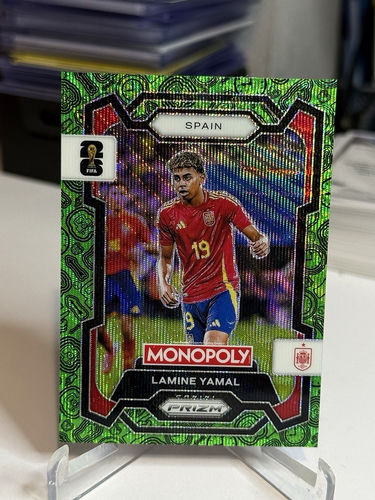 Panini Prizm Monopoly football trading card featuring Spain's Lamine Yamal