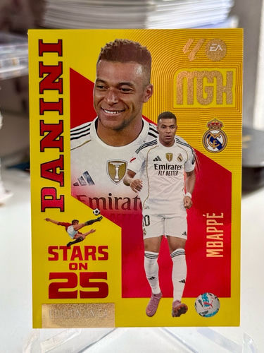 Kylian Mbappe Real Madrid karta kolekcjonerska Panini MGK Megacracks La Liga Stars on 25 Limited Edition
