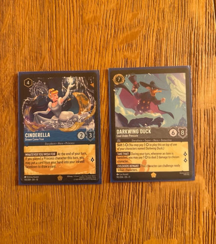 Zestaw: Disney Lorcana Cinderella Dream Come True #155 + Darkwing Duck #192 – Legendary +1