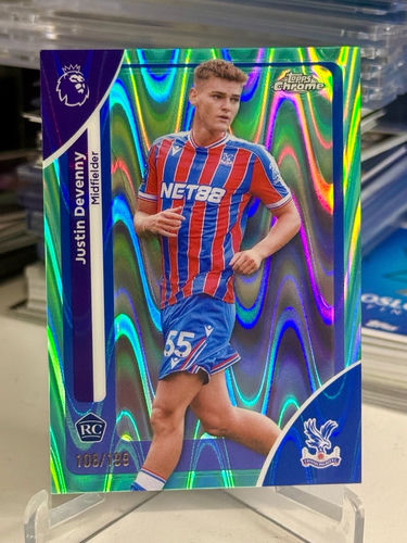 Justin Devenny Crystal Palace numerowana 108/199 karta kolekcjonerska Topps Chrome Premier League Teal Seismic Refractor