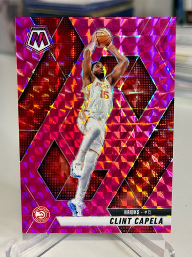 Panini Mosaic basketball trading card from the 2024-25 collection featuring Clint Capela in his Atlanta Hawks uniform. This parallel card is individually numbered 048/175 on the back.