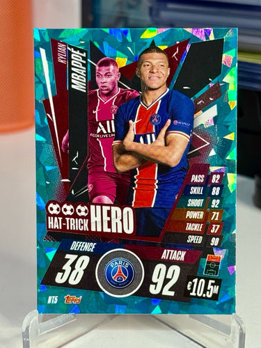 Topps Match Attax Kylian Mbappé Hat-Trick Hero PSG trading card HT5