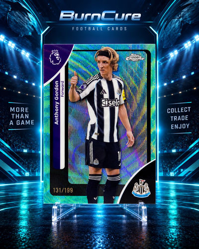 Anthony Gordon Newcastle United numbered 131/199 trading card Topps Chrome Premier League Acqua Lava Refractor