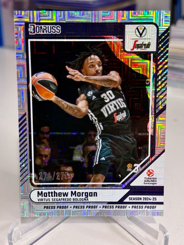 Matthew Morgan Virtus Segafredo Bologna numbered 274/275 basketball card Panini Donruss Press Proof Purple