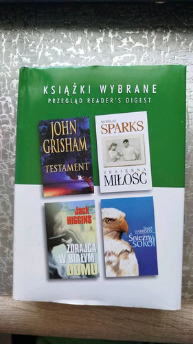 4 w 1
Książki wybrane:"Testament", "Jesienna miłość", "zdrajca w Białym Domu", "śnieżny Sokół" 