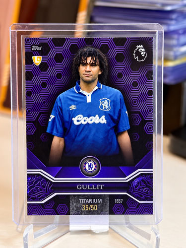Topps Total Football trading card, Ruud Gullit, Chelsea, Titanium, 35/50