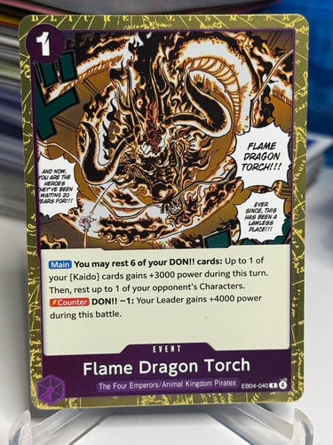 One Piece Card Game Flame Dragon Torch card, EB04-040, The Four Emperors