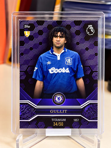 Topps Total Football trading card, Ruud Gullit, Chelsea, Titanium, 34/50